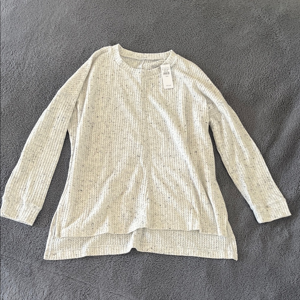 American Eagle Outfitters Light Gray Waffle Knit Top